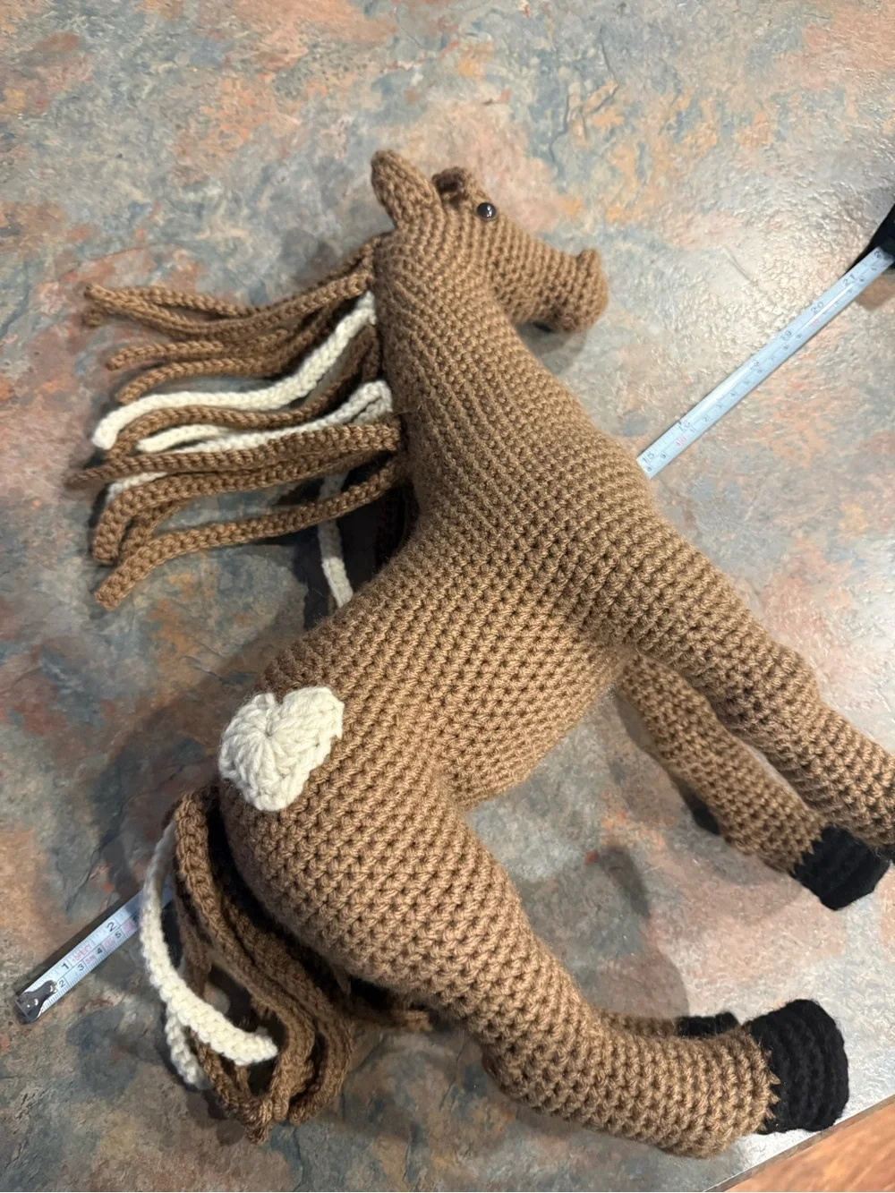 Hand-Crocheted Brown Horse Plush with Cream Mane